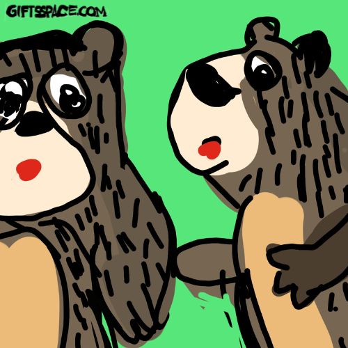 two bears talking cartoon illustration