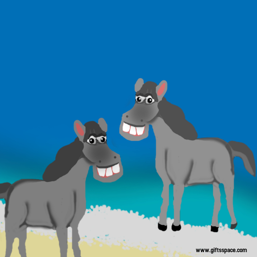 two horse laughing together