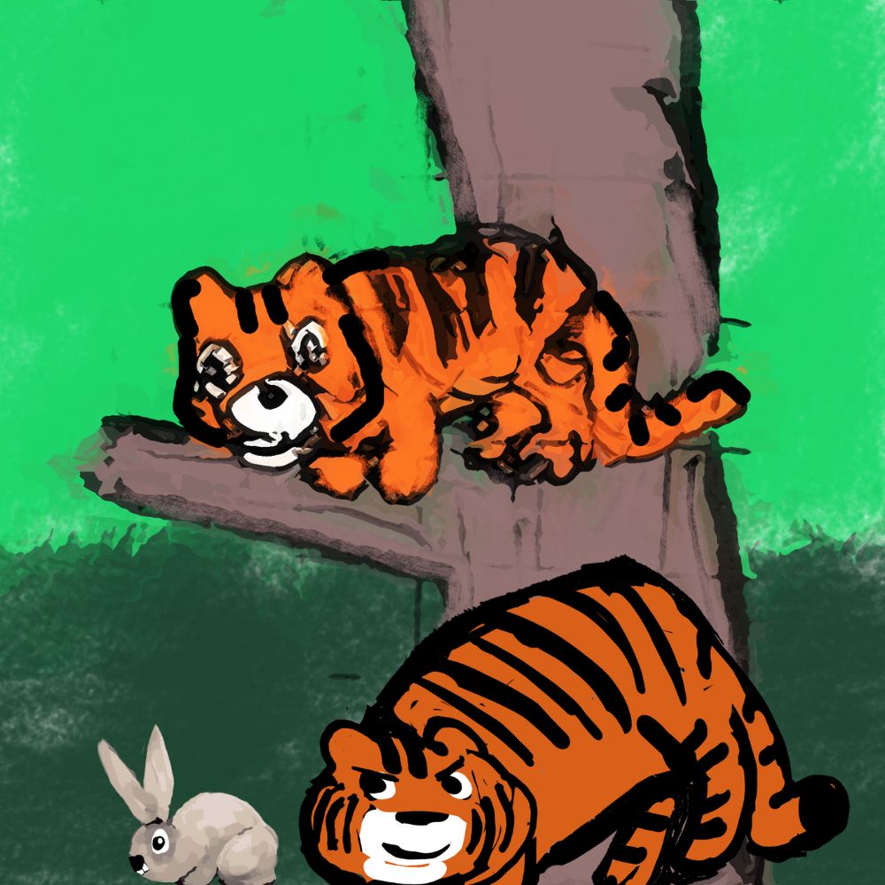 two tigers hunting