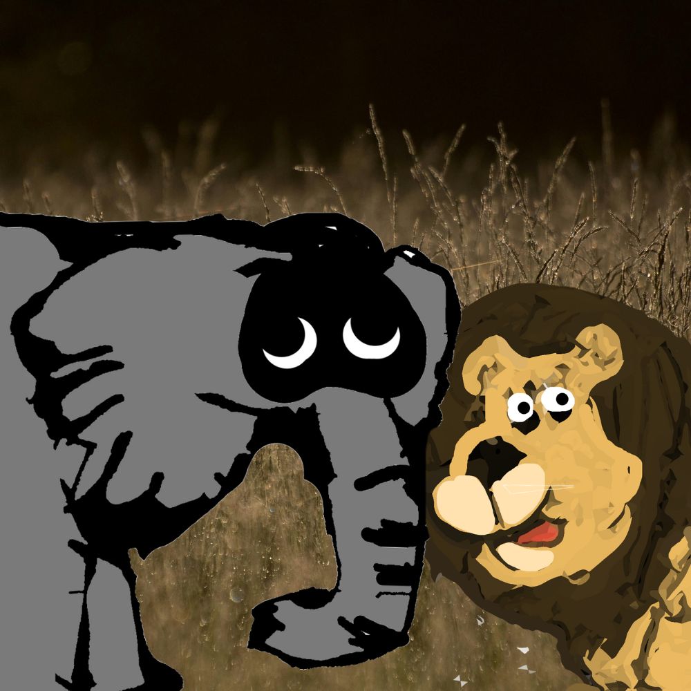 lion and the elephant cartoon