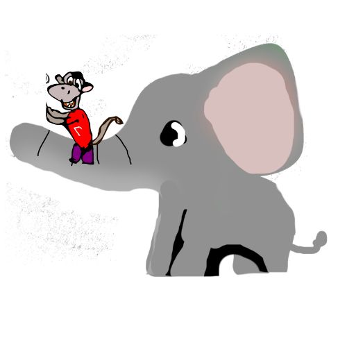 monkey playing with baby elephant