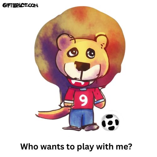 cartoon lion with a football