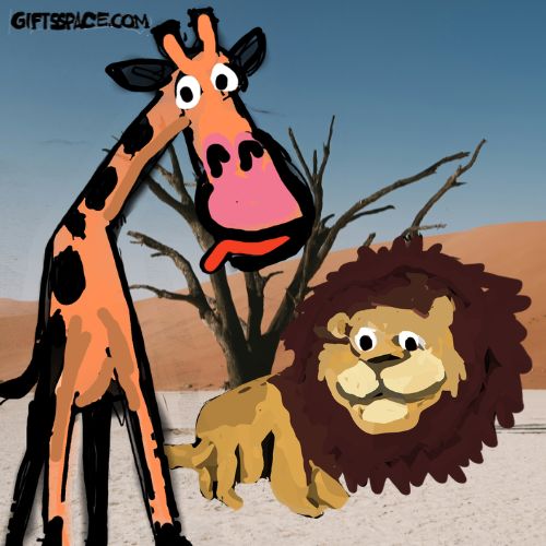 giraffe and the lion